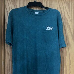 RIPNDIP Lord Nermal cat flipping you off TSHIRT teal mens MEDIUM